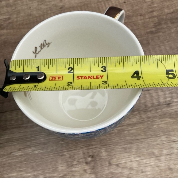 Set of 2 Lilly Pulitzer Mugs Blue Floral Gold Accents Cottagecore Coffee Cups - Picture 8 of 9